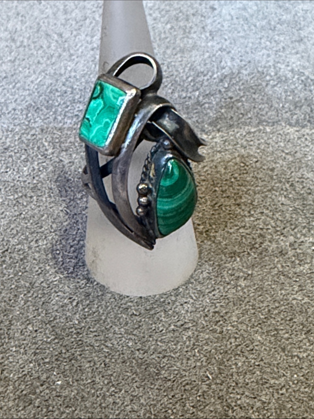 Sterling Silver Green Malachite Statement Ring
